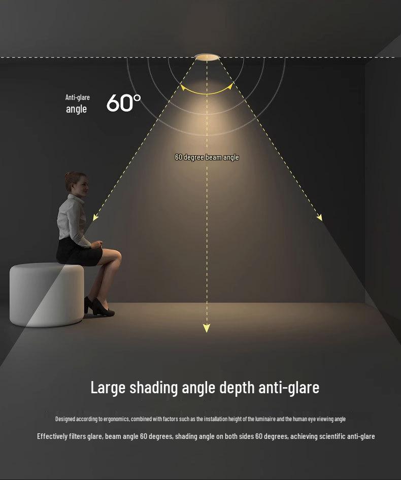Embedded Anti-Glare COB Downlight: Narrow Edge, Deep Cup, Mainless Series for Hotel and Home Ceiling