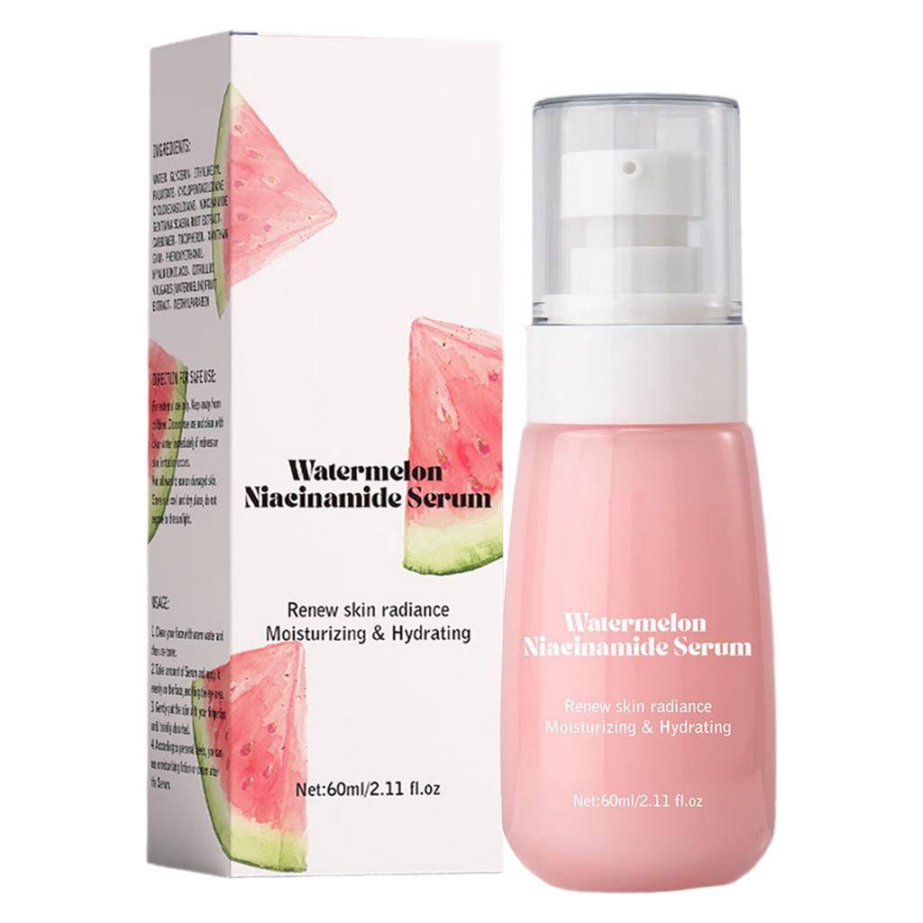 60ml Watermelon Niacinamide Serum for Women and Girls Hydrating Brightening Face Serum Long Lasting Moisturizer Daily Skincare Pre Makeup Base