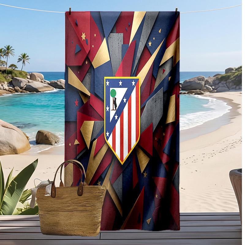 Toalla de Playa Estampada del Atlético de Madrid Secado Rápido Suave Portátil Grande Rectangular Manta de Playa para Viajes Piscina