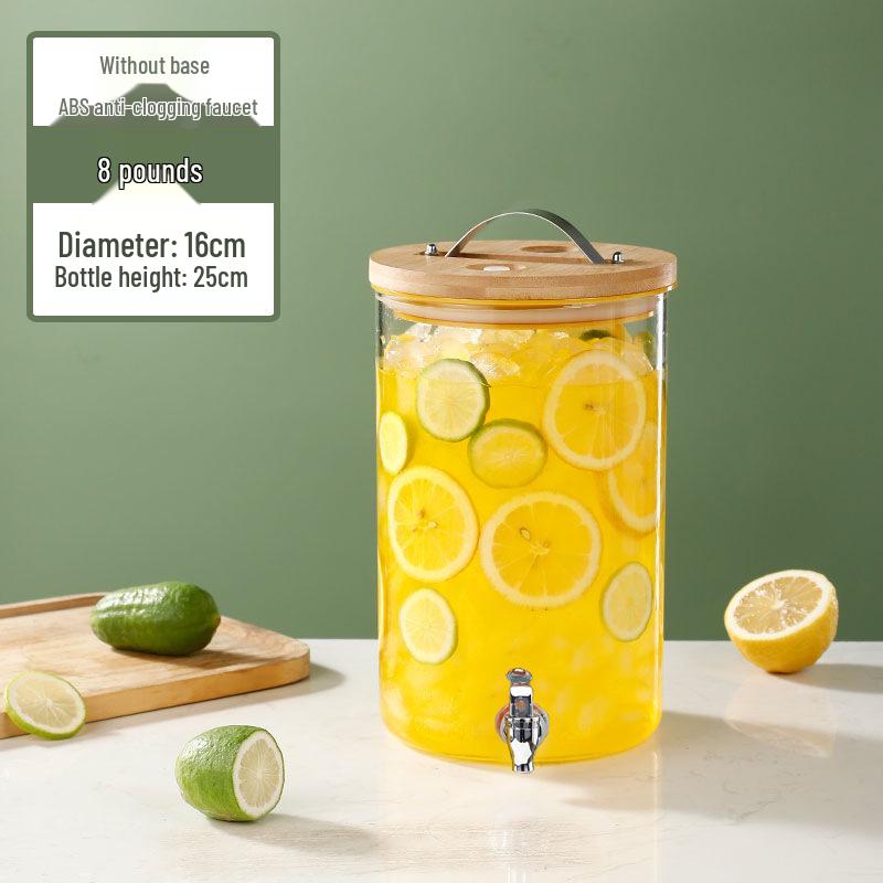 Large Capacity Glass Beverage Dispenser with Faucet for Cold Drinks and Fruit Tea