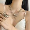 Exaggerated Rhinestone Metal Giant Spider Pendant Necklace Women's 2025 New Vintage Choker Ring Brooch Punk Party Jewelry Access