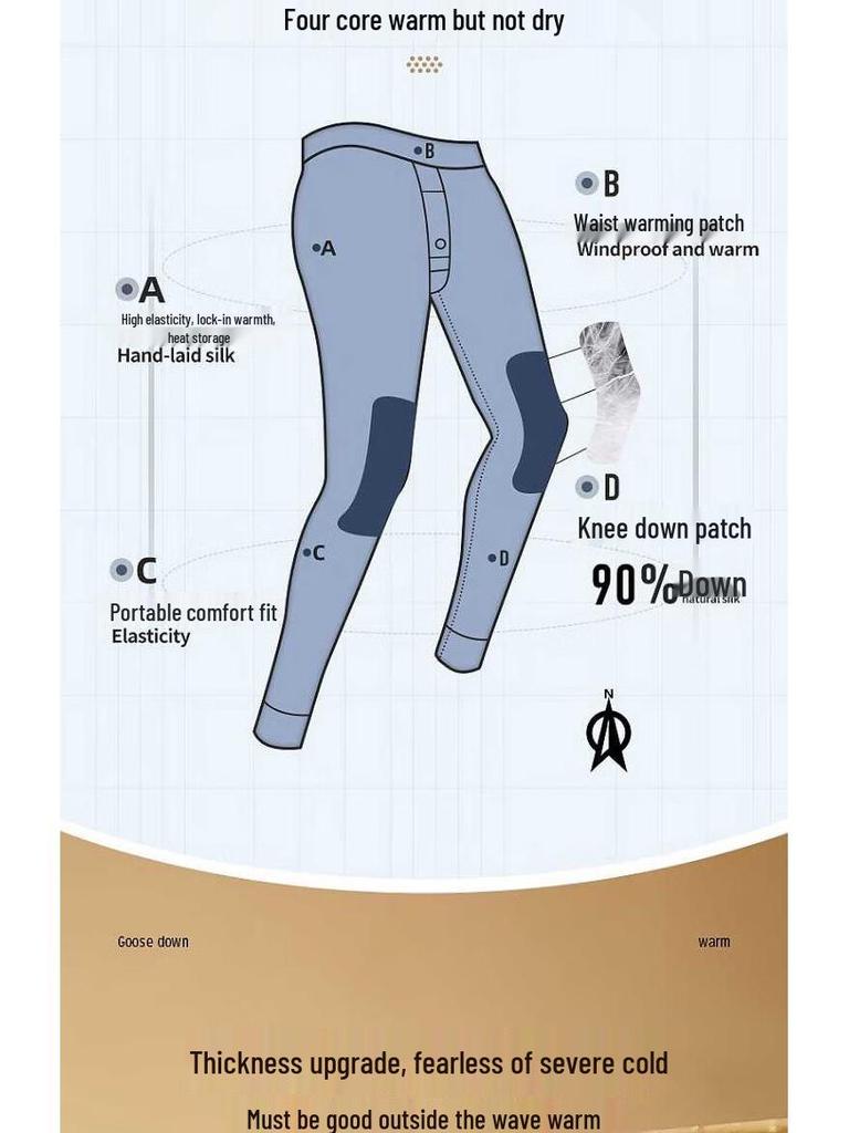 JEEP Men's Fleece-Lined Thermal Pants with Down Knee & Abdomen Patches