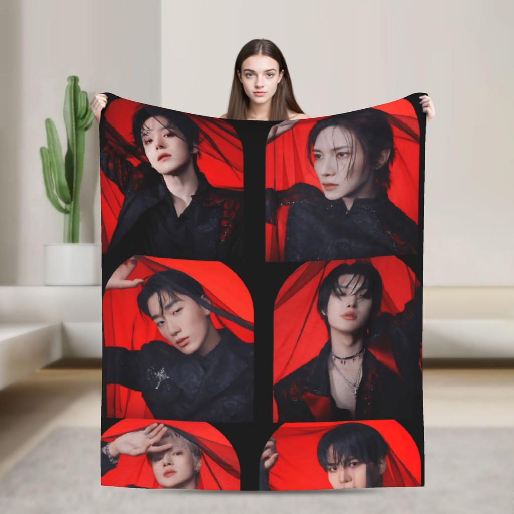Warm Blankets Picnic Kpop Ateez Choi San Throw Blanket Flannel Bedspread For Living Room Novelty Sofa Bed Cover