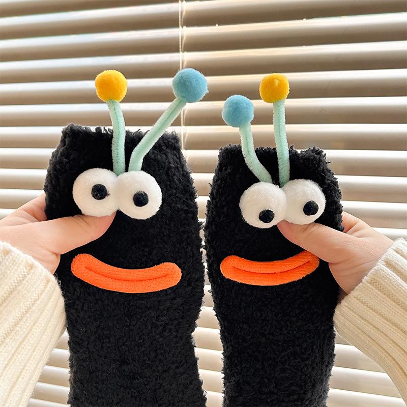 Raupen Plüsch Bodensocken, Lustige Tier Kniehohe Haussocken, Ultraweich für Damen Herren Jugendliche, Gemütliches Unisex Geschenk Weihnachtsstrumpf