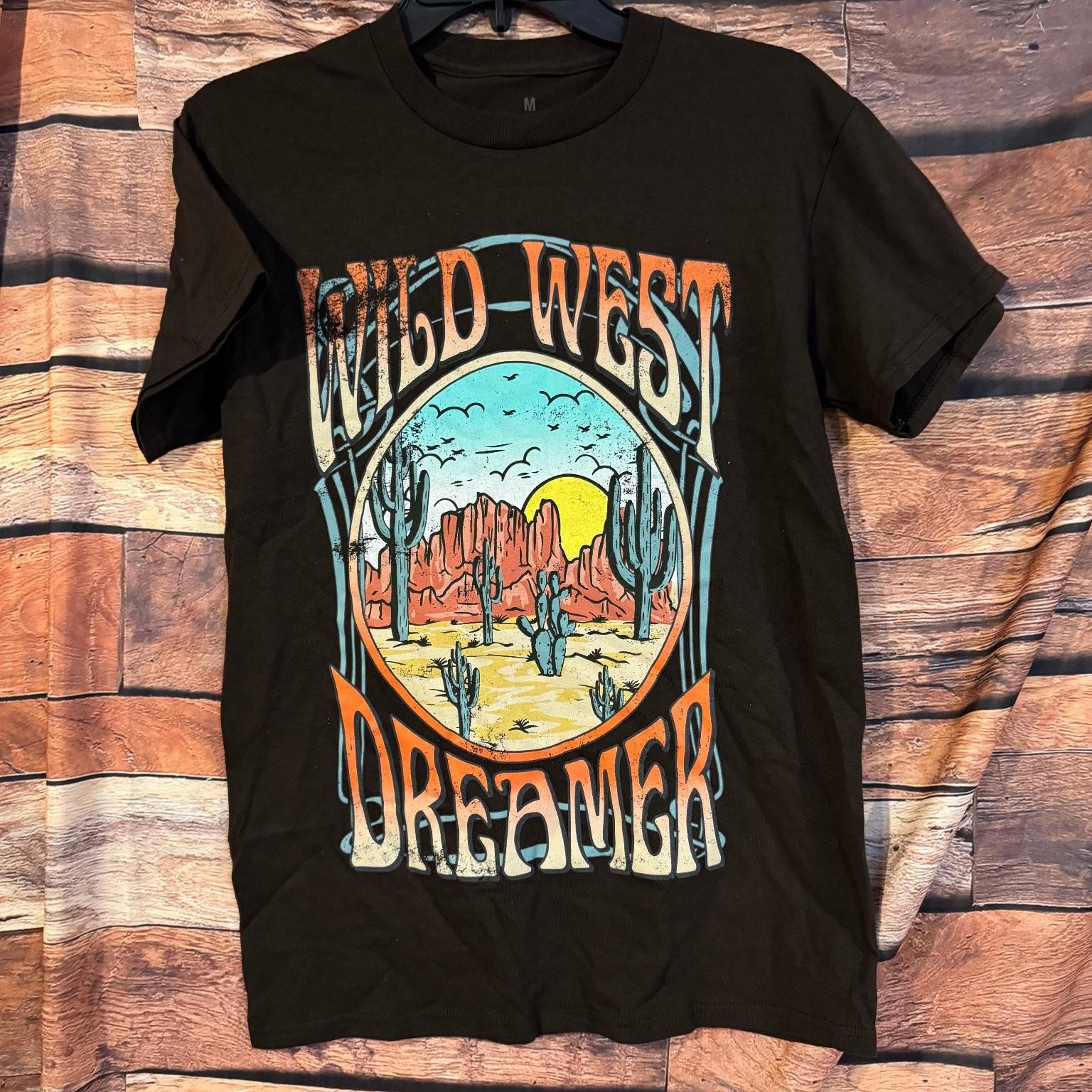 Goodie Two Sleeves Men s Brown M Wild West Dreamer Graphic Cotton Tee Unisex T-Shirt XXXL