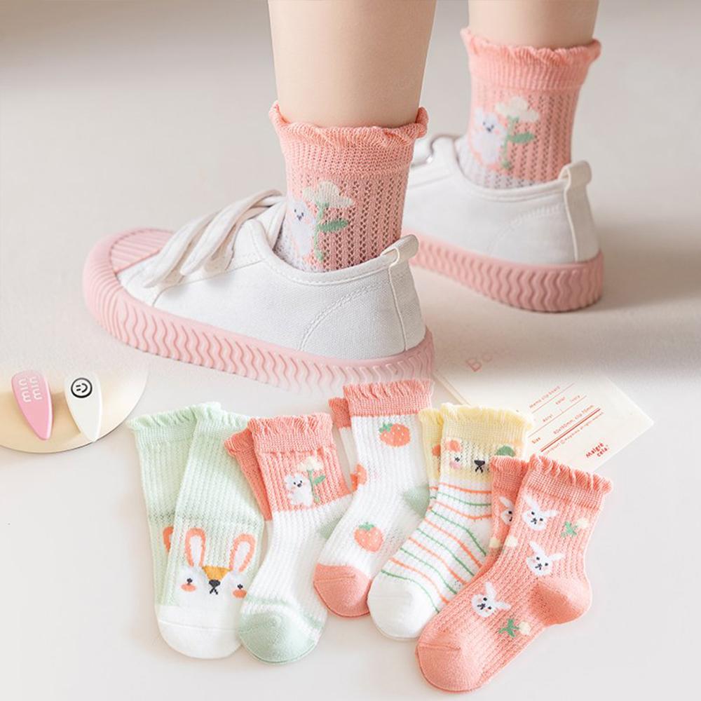 

5 пар 1-16 лет ультратонкие дышащие сетчатые носки с рисунком для детей модные милые носки чулки для девочек бутик детской одежды 9-14years (19-23cm)