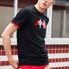 Li Ning Logo Velký potisk Kulatý výstřih Krátký rukáv Pánská trička Černá AHSP487-2