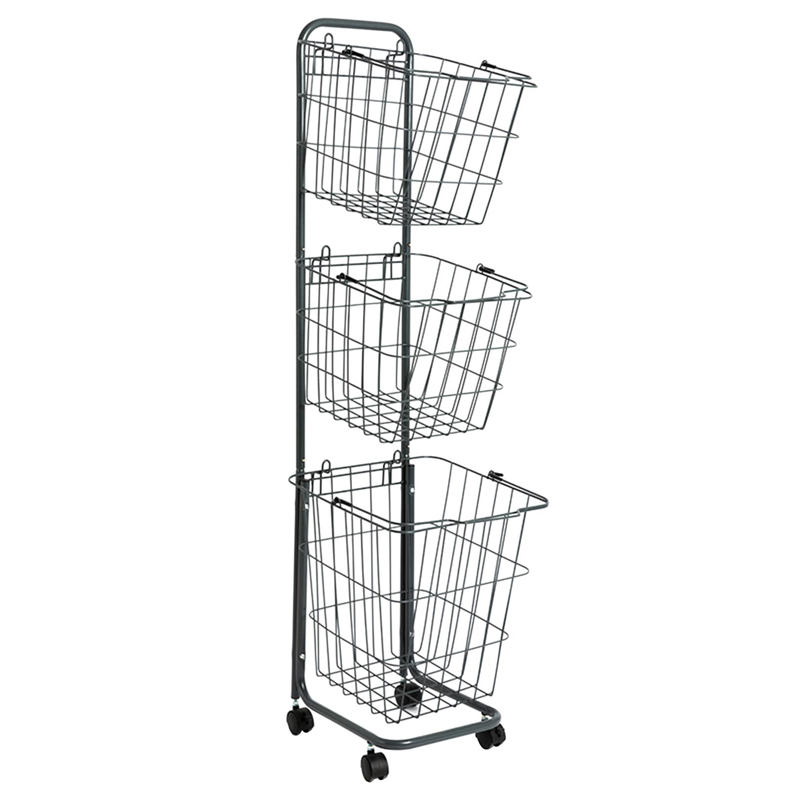 3-ярусная тележка-органайзер на колесиках металлический сортер тележка для хранения для ванной комнаты чёрный 16240₽
