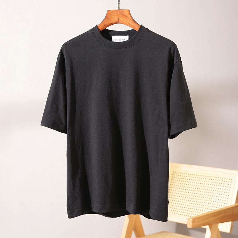 

Летняя женская футболка с круглым вырезом и коротким рукавом в стиле ретро, большие размеры, свободные повседневные простые футболки, модные однотонные женские хлопковые футболки, одежда 2847 3XL чёрный