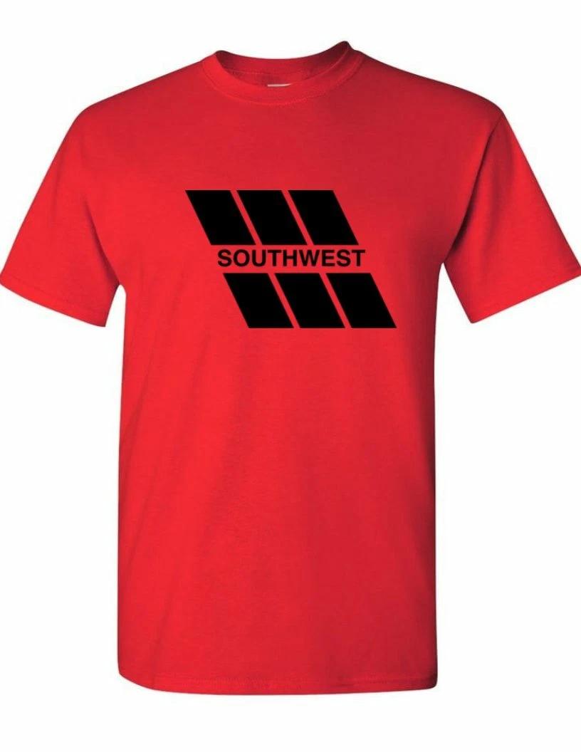 SOUTHWEST Airlines Retro Logo Tee Shirt Fly USA Air Travel Red Cotton T-Shirt S