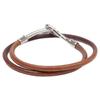 HERMES Leather Jumbo Bracelet Brown / SilverUsed