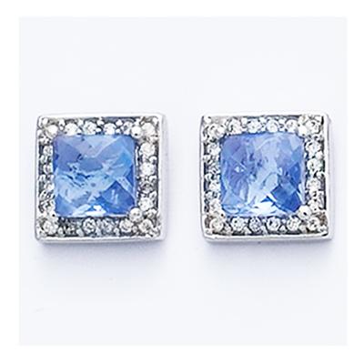 [L0790] - Silver Earrings 'Sissi' White Tanzanite (rhodium-plated) - 9x9 Mm