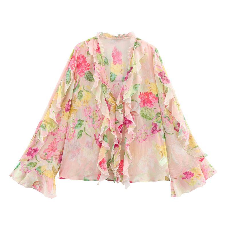 

Za Export New Arrival Women s Clothing ZR Fashion Style Fashion Flower Print Laminated Decoration Shirt 3531317330 Pink L