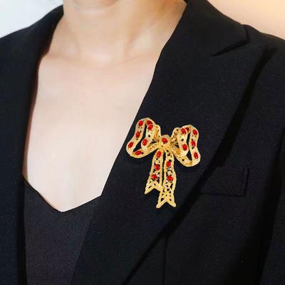 Hot-selling Rhinestone Big Bow Brooch, Retro Personalized Bow Pin Brooch Clothing Accessories