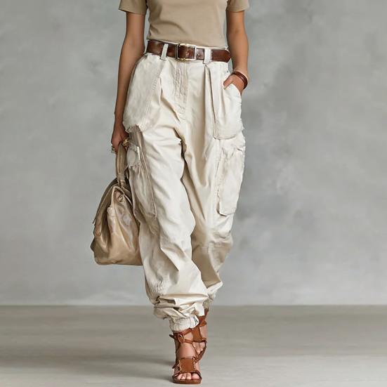 Cargo-Hose Verstellbare Beinöffnungen Volle Knöchellänge Seitentaschen Baggy-Hose Einfarbige Locker geschnittene Streetwear Freizeit-Hose