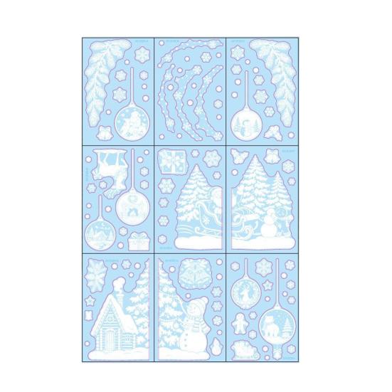Holiday Static Window Stickers 9 Sheets Christmas Stickers, Reusable Snowflake Santa Claus Reindeer Large Collage Decor Decals for Glass Decoration,
