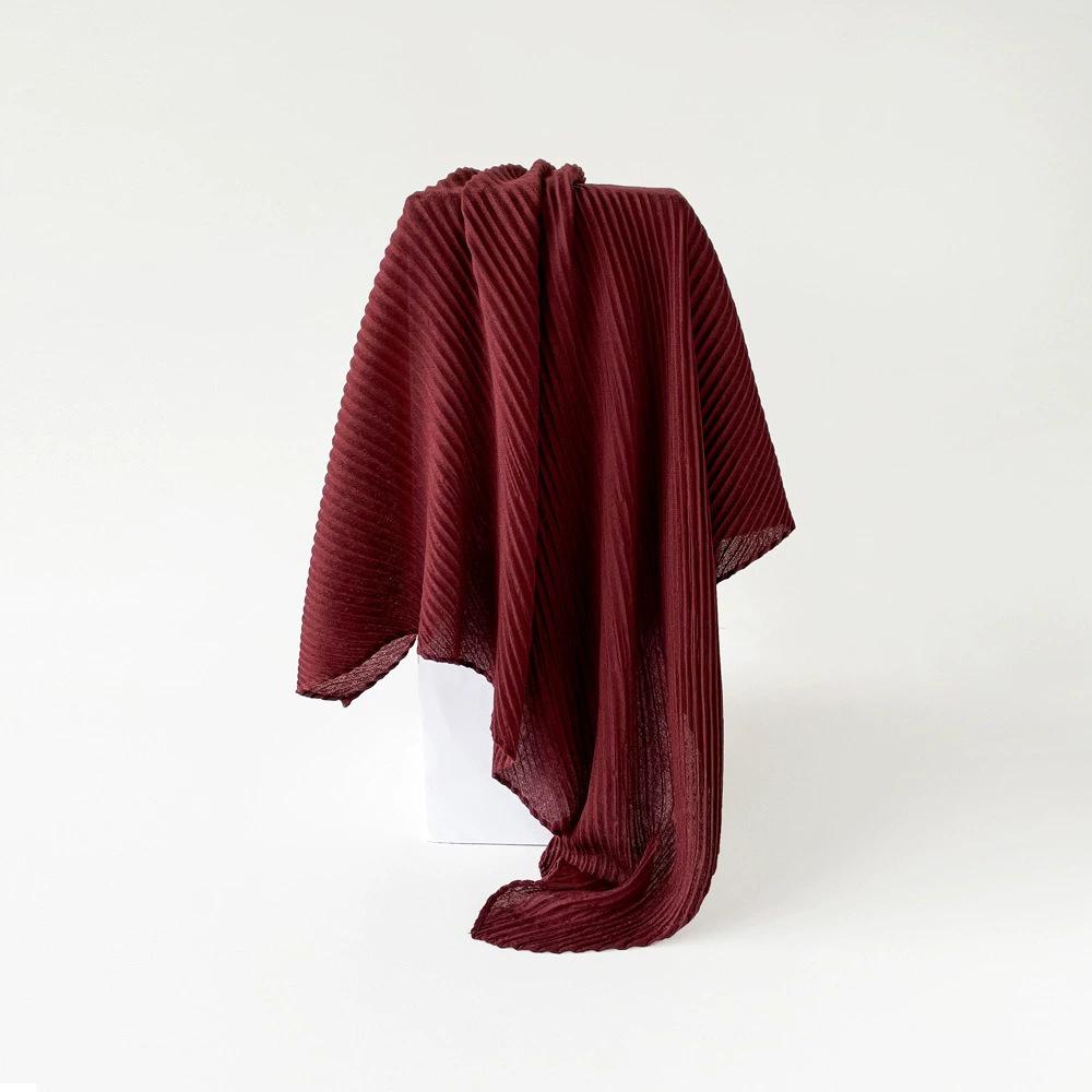 90*90cm Pleated Cotton Linen Square Scarf For Women Muslim Hijab Scarves Shawls Solid Headscarf Wraps Islamic Turban Headband