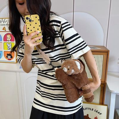 Red Panda Plush Shoulder Bag Messenger Bag 2025 New Personality Bag Cute Diagonal Straddle Bag Girlish Feeling