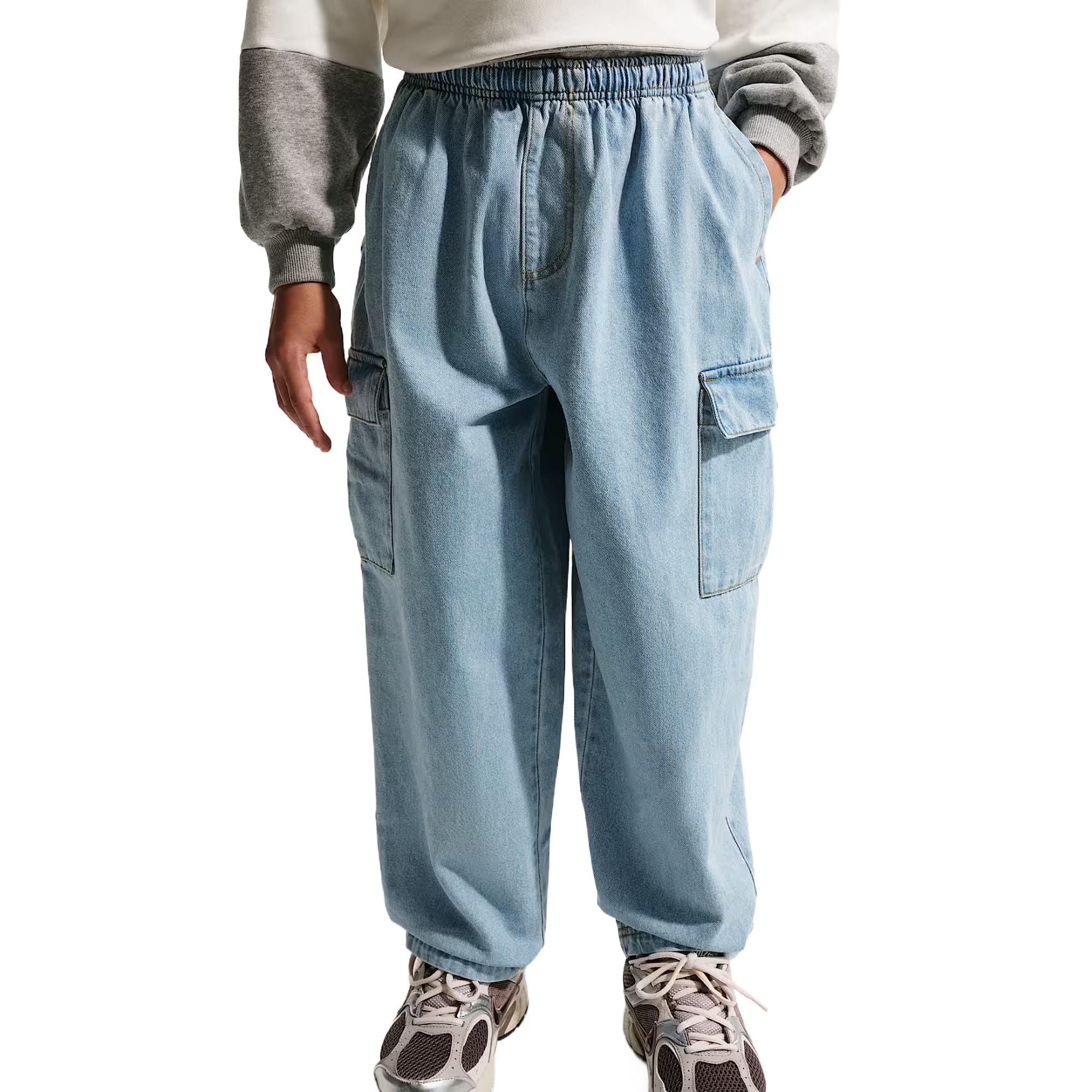 (GS) Nike Sportswear Collection Windrunner Denim Cargo Pants Light Armory Blue Kids IO0197-440 L