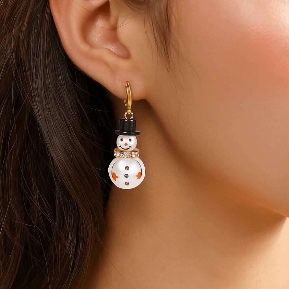 Rhinestone Christmas Earrings Snowflake Xmas Dangle Earrings Fashion Snowman Earrings  Women