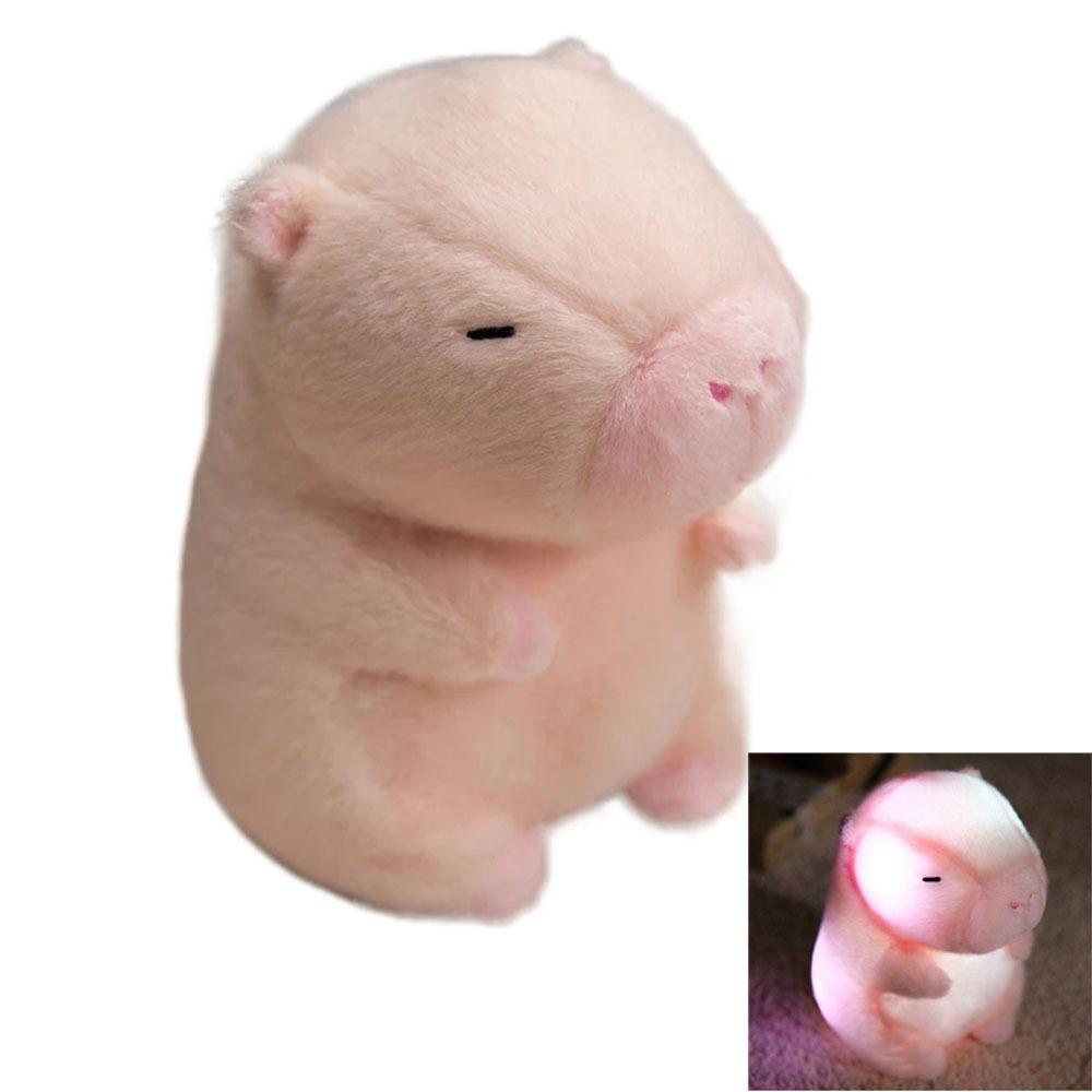 

Fluffy Texture LED Capybara Stuffed Animal Soft Light Cartoon Capybara Doll Children s Room розовый