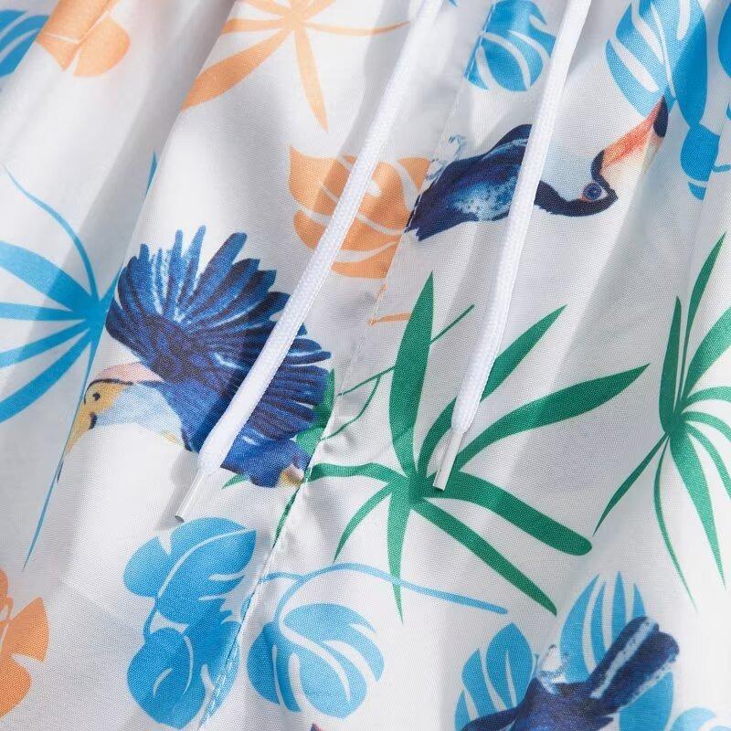 Men's Hawaiian Print Short-Sleeved Shirt and Shorts - Trendy, Loose-Fit, Plus-Size Beachwear, Summer Hong Kong Style