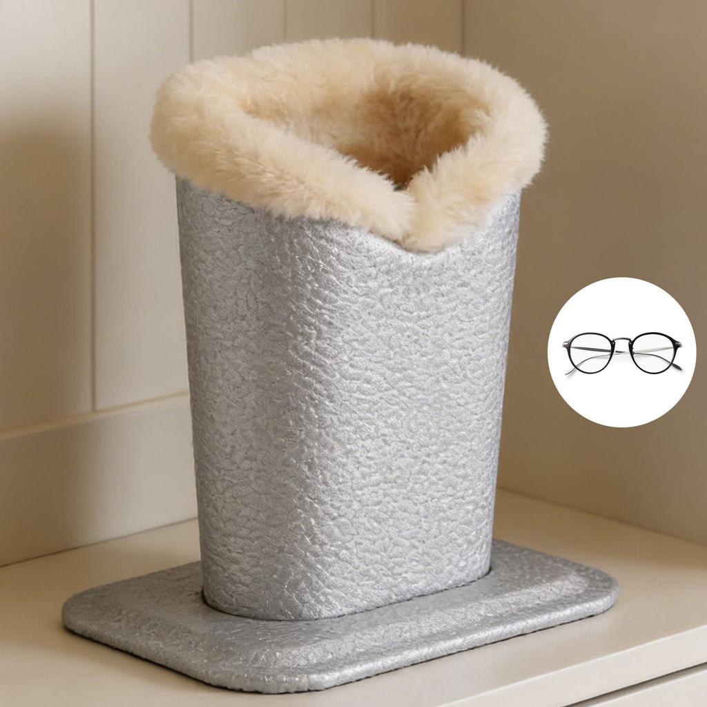 Plush Lined Eyeglasses Holder PU Anti Scratch Glasses Storage for Sunglasses Silver