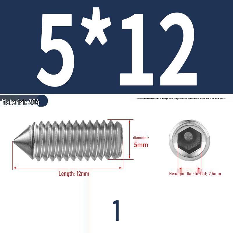 12.9 Edelstahl 304 Innensechskant Kegelspitze Gewindestift M2/M3