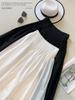White A-line Pleated High-Waisted Umbrella Skirt - Women's 2025 Summer Mid-Length Flare Design