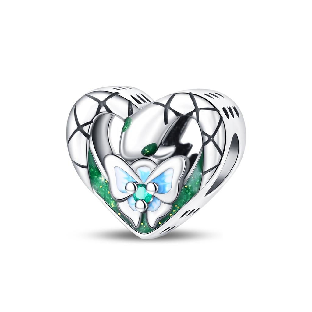 Precious Gold Curled Snake Beads & Snake Green Murano Glass Dangle Charm Fits Bracelet Women Copper Necklace Gift