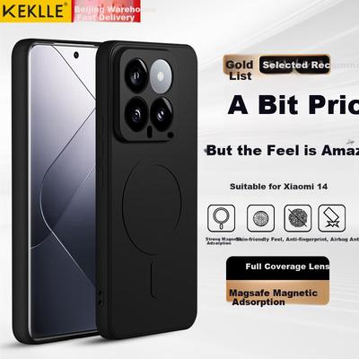 Case for Xiaomi 14, Xiaomi 14 Protective Cover, Skin-Friendly Liquid Silicone Magnetic Full Lens Protection Soft Case, Midnight Black