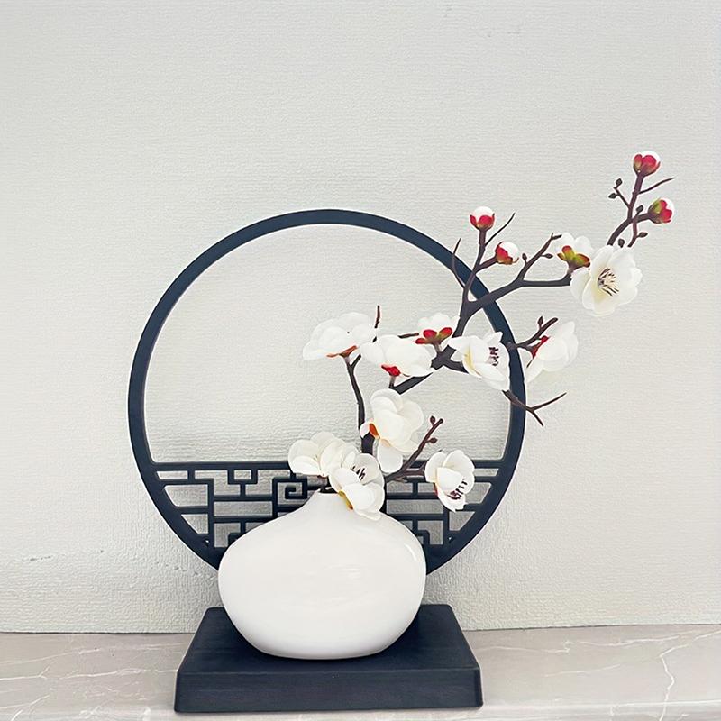 Elegant Chinese-Inspired Artificial Plum Blossom Bonsai Set With Screen Base - Perfect For Home & Office Decor Outdoor Gadgets