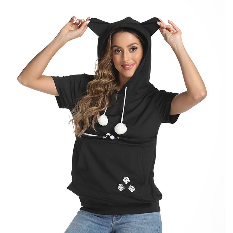 Pet Hoodies Sweatshirt Fashion Cat Dog Holder Large Pouch Loose Clothing T-shirt Pocket