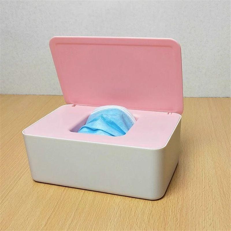 Rectangular Desktop Tissue Box Cover with Lid Durable Plastic Construction for Home Office Bathroom Use Easy to Refill and Clean