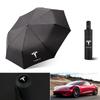 Autoaufkleber Tesla Auto Faltbarer Regenschirm Tragbarer Automatischer Sonnenschutz Für Tesla Emblem Model S Model X Model 3 Roadster Cybertuck A
