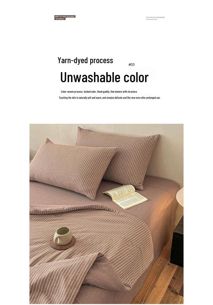 Class A Yarn-Dyed Striped Cotton Quilt - Machine Washable, Breathable, Skin-Friendly Summer Blanket