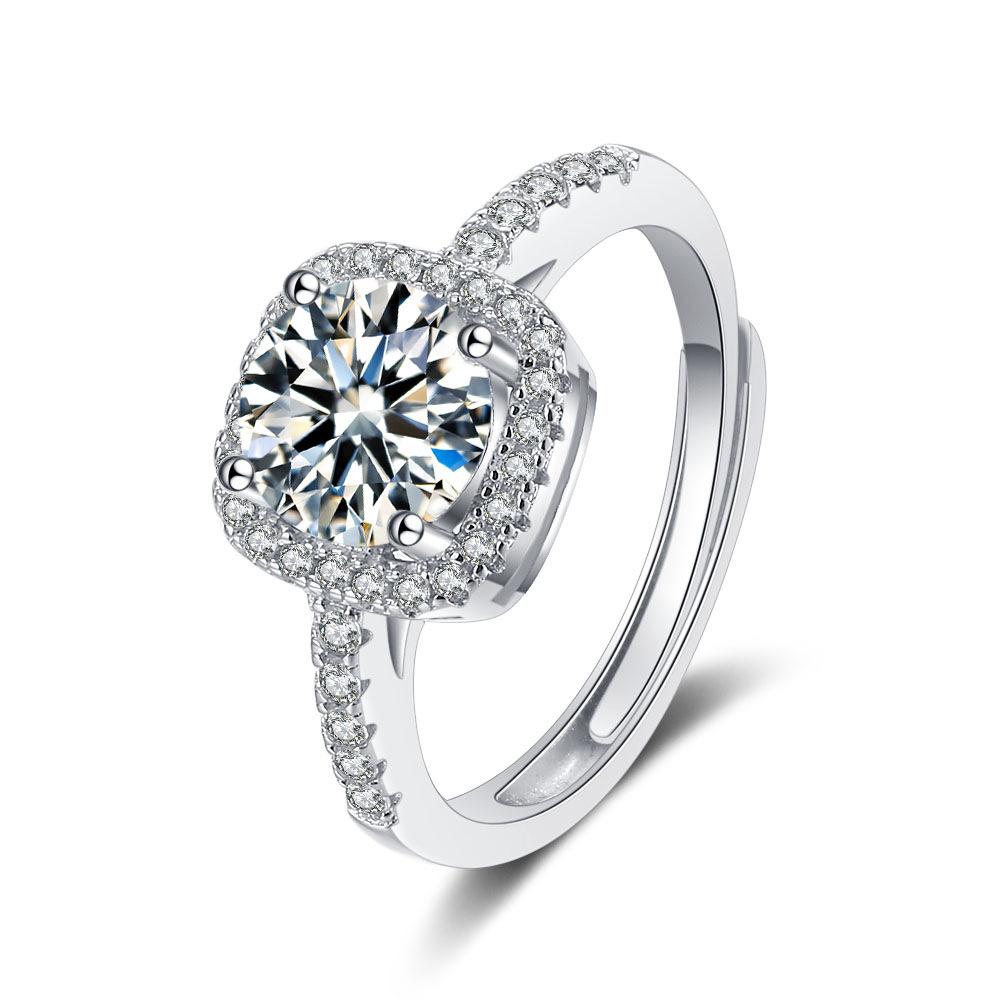 925 Sterling Silver Simple Light Luxury Princess Square Bag Zircon Ring, Birthday Party Anniversary Wedding Gift, Ladies Jewelry