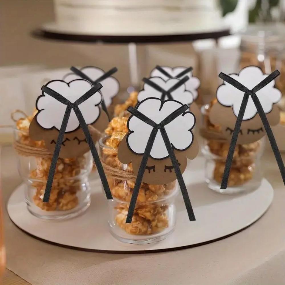 10Pcs Ribbon Bow Cake Toppers  Bowknot Ribbon Cupcake Topper Wedding Birthday Party Valentine's Day Dessert Cake DIY Decor