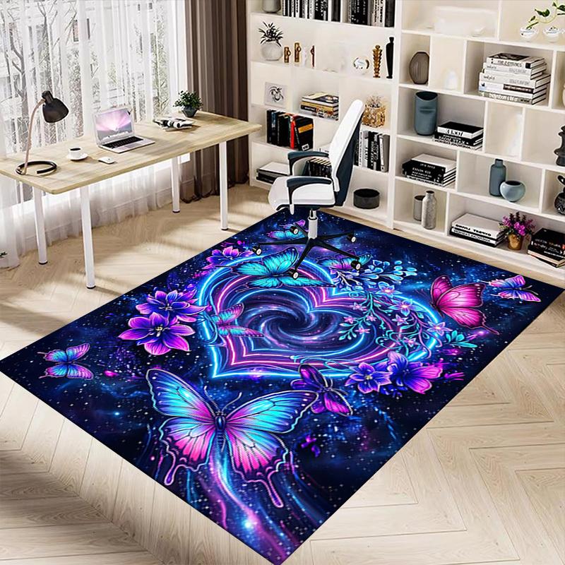 1PC Butterfly Heart Non-Slip Floor carpet, Office, family, bedroom, Studio - Large Area Rug, Vibrant Colors, Longlasting Material-X448