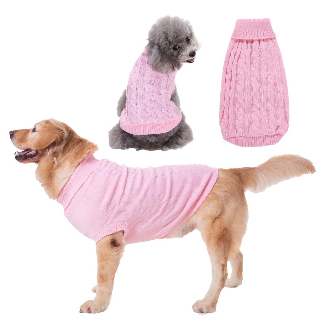 Farbenfroher Zopfstrick-Rollkragenpullover für Hunde, und Winter.