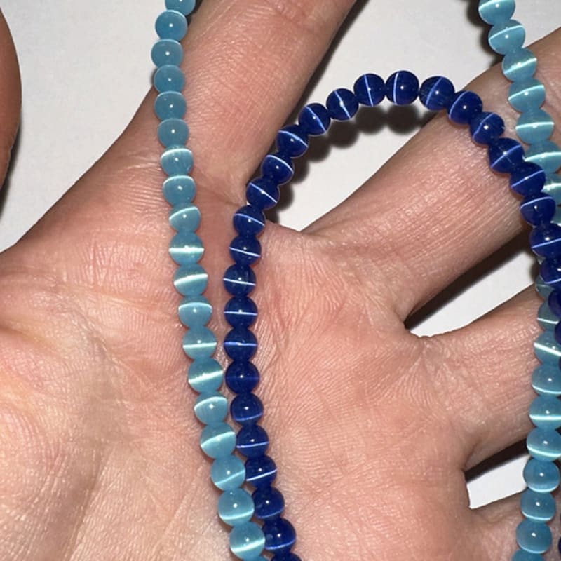 

mosxe [925silver] Cats eye jade necklace (2color) cobalt blue