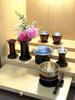 [Fujii Butsudan, Founded In 1859] Modern Buddhist Altar Set (7 Pieces) with Bell, Incense Burner, Flower Vase, and Incense Stick Holder, Suitable for