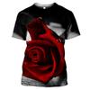 Summer Round Neck 3D Flower Pattern Printed Top Fashionable Casual Short Sleeved Women's T-shirts