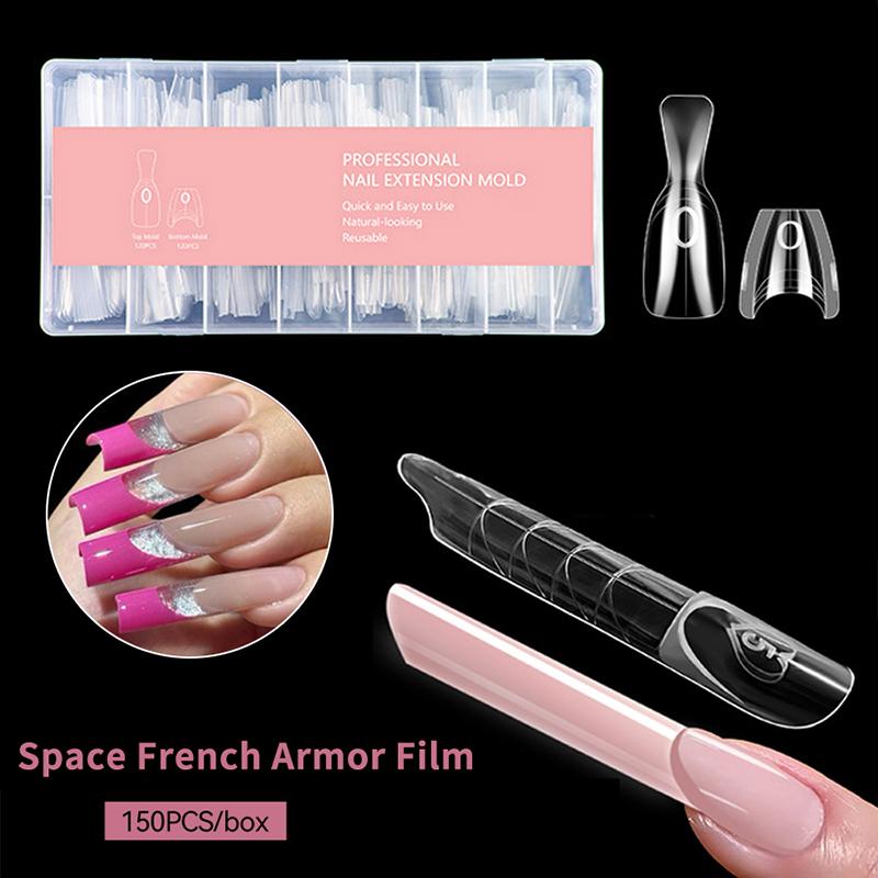 Sandwich Dual Nail Forms 240Pcs 15Size Extensions-Dual Forms Coffin Oval Almond Nail Forms Top Mold Bottom Mold Extensions
