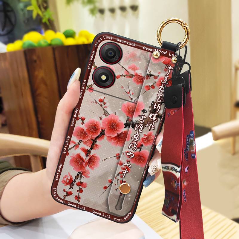 Wristband Wrist Strap Phone Case For ZTE Blade A34 Durable Fashion Phone Holder Protective Anti-dust Shockproof Lanyard