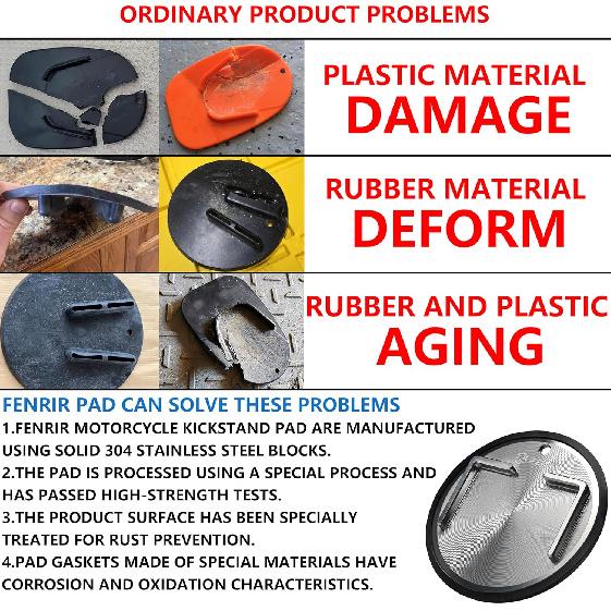 FENRIR 304 Stainless Steel Kickstand Pad Plate Support Coaster Accessory For Harley Davidson Indian Honda Yamaha Kawasaki Suzuki Triumph BMW KTM