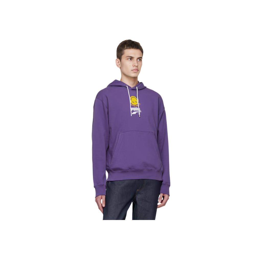 Puma Letter Logo Printed Hooded Long Sleeve Sweatshirt Unisex Sweatshirt Violet 530368-13
