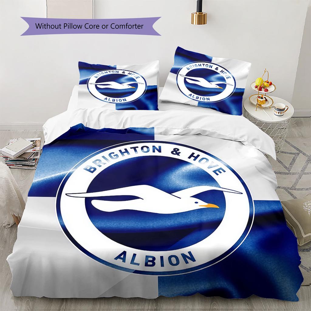 Brighton & Hove Albion Pattern Bedding,Quilt Set Quilt Cover Pillowcase Home Birthday Gift(1 * Duvet Cover + 2 * Pillowcase, Without Core)