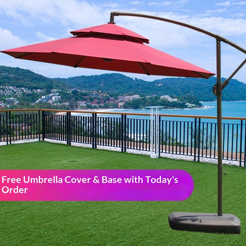 Sunshade Parasol Outdoor Banana-Shaped Patio Large Promotional Market Stall Beach Umbrella Base Satin Vinyl Alloy Sun Protection