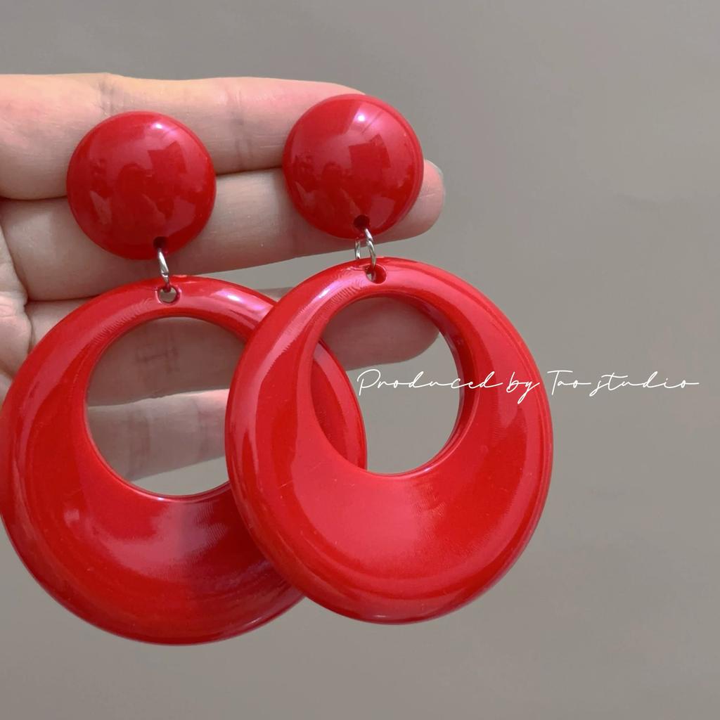 80S Retro Hong Kong Style Girls' Earrings, Ear Clips, Non-Pierced, Performance, European and American Exaggerated, Painless Fake Earrings, Accessories